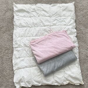 Pottery Barn Kids White Comforter with Pink and Gray Accents
